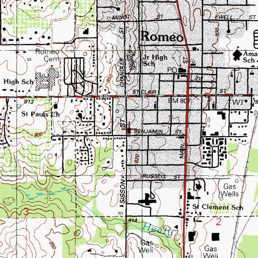 Topographic Map of Saint John Lutheran Church, MI