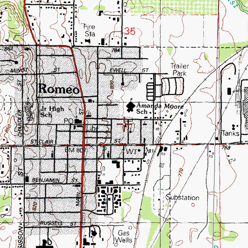Topographic Map of Zion Temple, MI