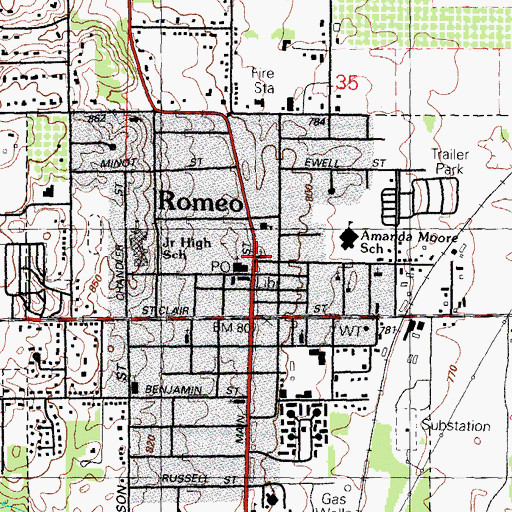 Topographic Map of United Methodist Church, MI