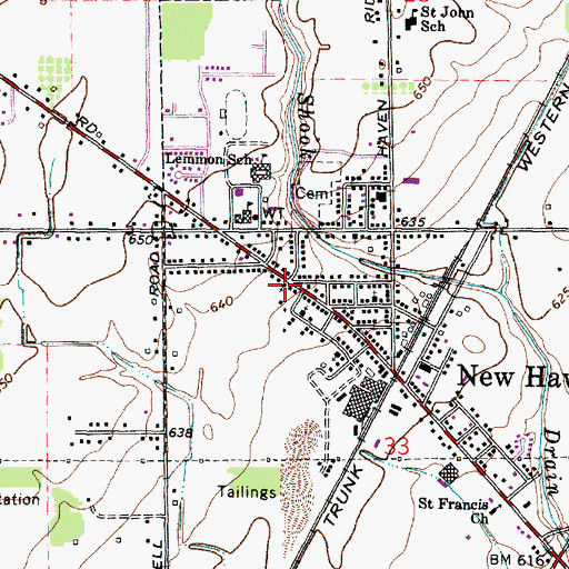 Topographic Map of First Congregational Church, MI