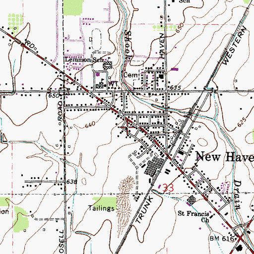 Topographic Map of Bethlehem Temple Church, MI