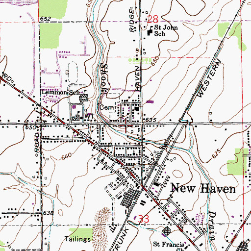 Topographic Map of New Haven Seventh Day Adventist Church, MI