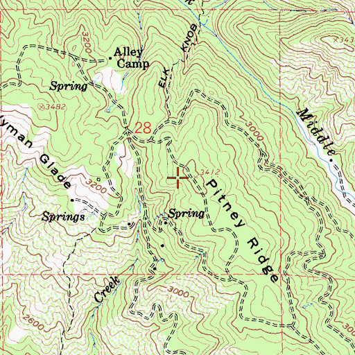 Topographic Map of Pitney Ridge, CA