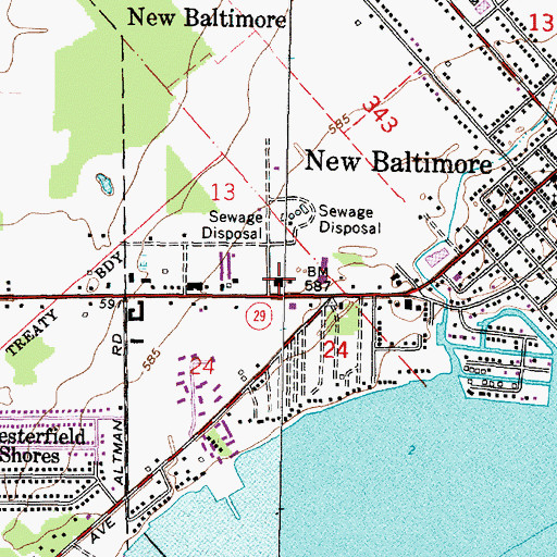 Topographic Map of New Baltimore Post Office, MI