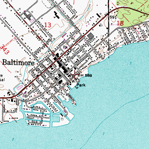 Topographic Map of New Baltimore Police Department, MI