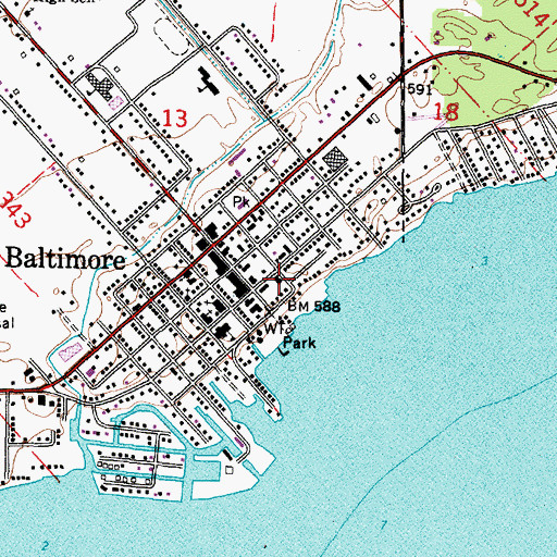 Topographic Map of New Baltimore Library, MI