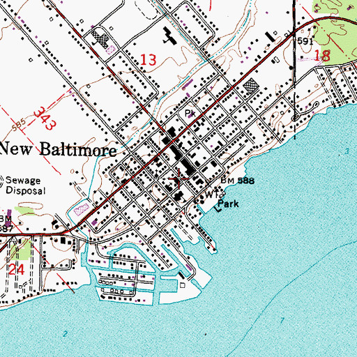 Topographic Map of Saint Mary Queen of Creation Church, MI