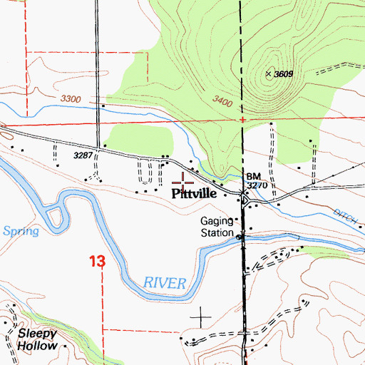 Topographic Map of Pittville, CA
