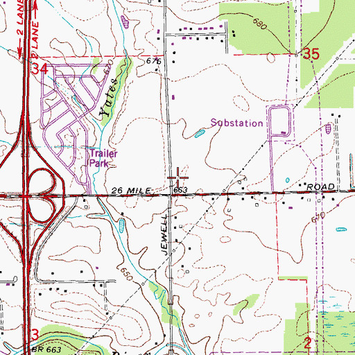 Topographic Map of Stoney Creek Community Church, MI