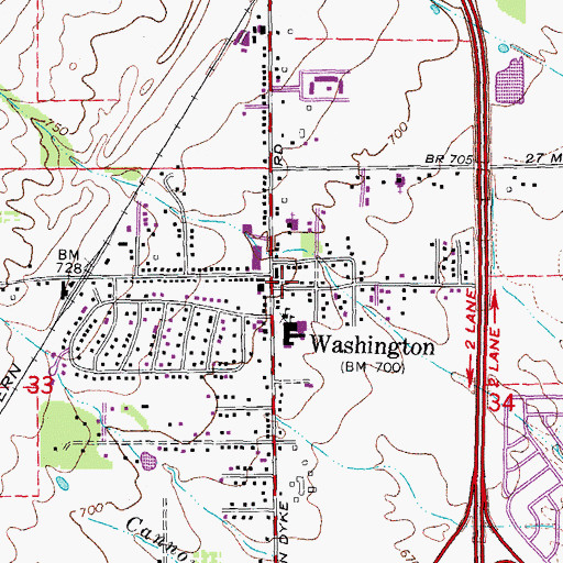 Topographic Map of Washington United Methodist Church, MI