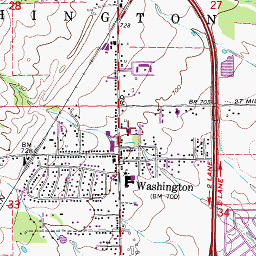 Topographic Map of First Baptist Church, MI