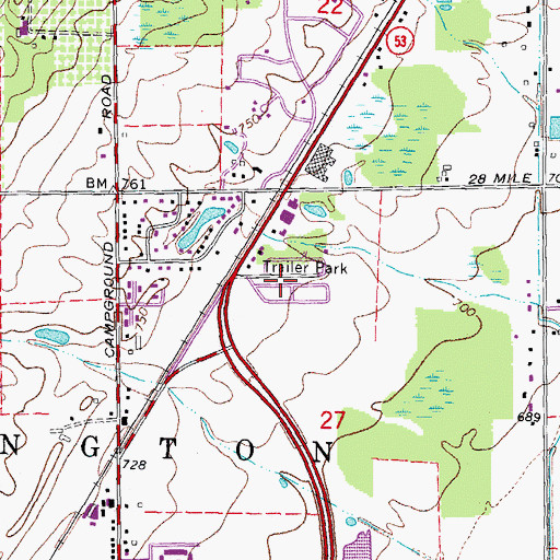 Topographic Map of Washington Mobile Home Park, MI