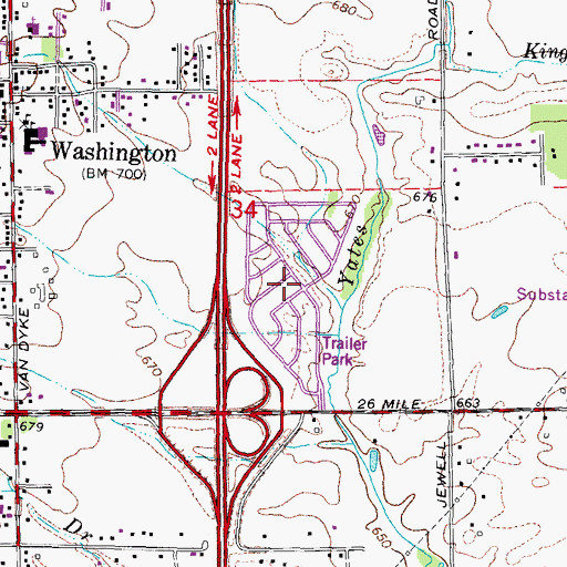 Topographic Map of Rudgate East Company Mobile Home Park, MI