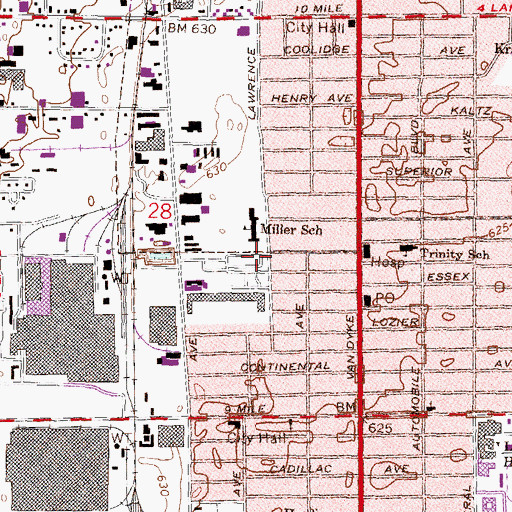 Topographic Map of Motor City Trailer Park, MI