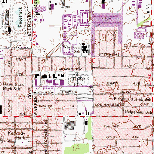 Topographic Map of Glenn Wood Mobile Village, MI