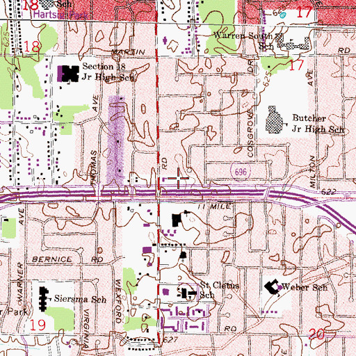Topographic Map of Twin Pines Mobile Home Park, MI