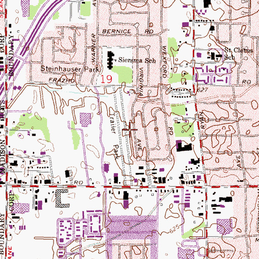 Topographic Map of Parklane Court Mobile Home Park, MI