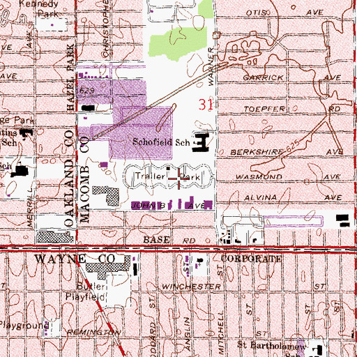 Topographic Map of Lafayette Place Mobile Home Park, MI