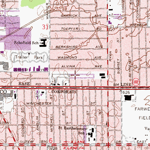 Topographic Map of Continental Mobile Village, MI