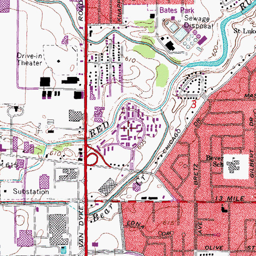Topographic Map of Bear Creek Village Mobile Home Park, MI