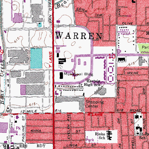 Topographic Map of Civic Center Library, MI
