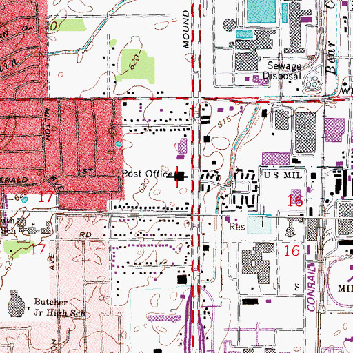 Topographic Map of Warren Post Office, MI