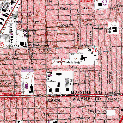 Topographic Map of Sidonie Park, MI