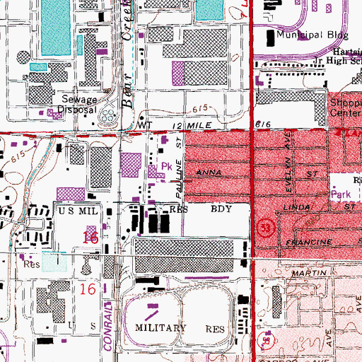 Topographic Map of Burdi Park, MI