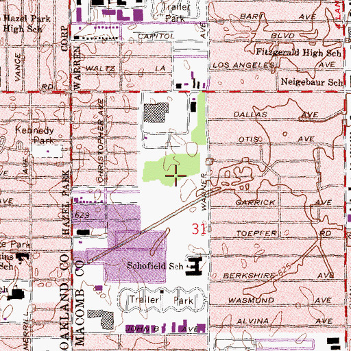 Topographic Map of Shaw Park, MI