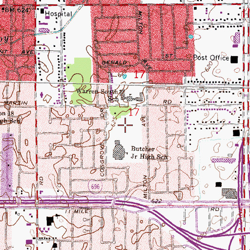 Topographic Map of Butcher Park, MI