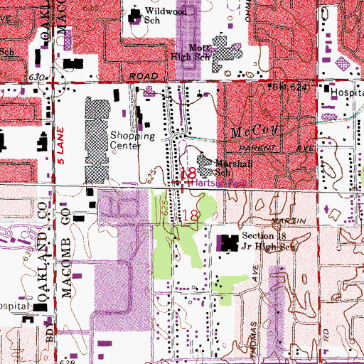 Topographic Map of Hartsig Park, MI