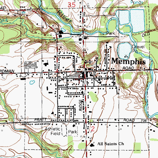 Topographic Map of Memphis Public Library, MI