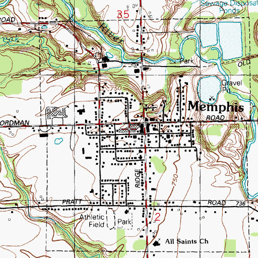 Topographic Map of Memphis Post Office, MI