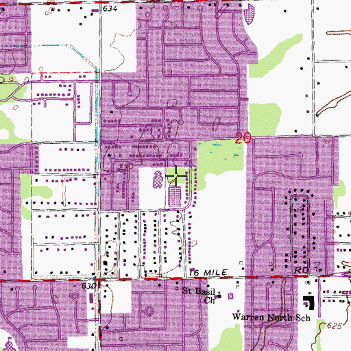 Topographic Map of Jefferson Elementary School, MI