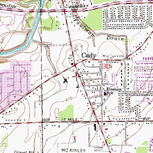 Topographic Map of Cross Lutheran Church, MI