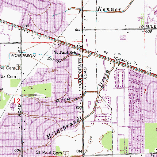 Topographic Map of Hope Community Baptist Church, MI