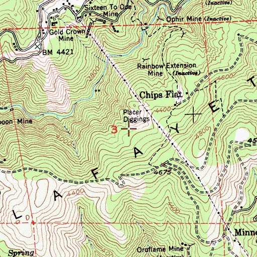 Topographic Map of Placer Diggings, CA