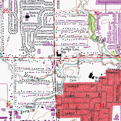 Topographic Map of Fifteen Mile Road Baptist Church, MI