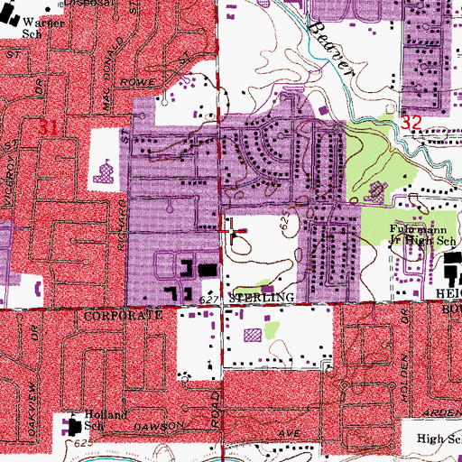 Topographic Map of First Baptist Church, MI
