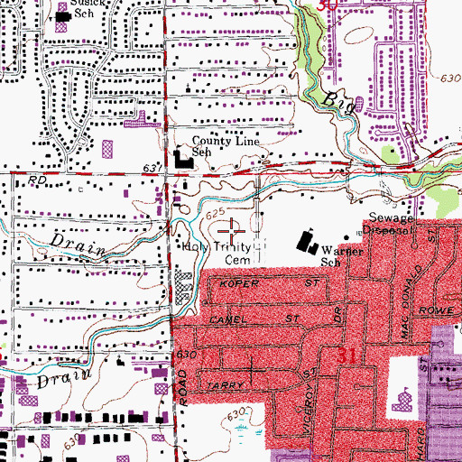 Topographic Map of Cherrywood Nursing and Living Center, MI