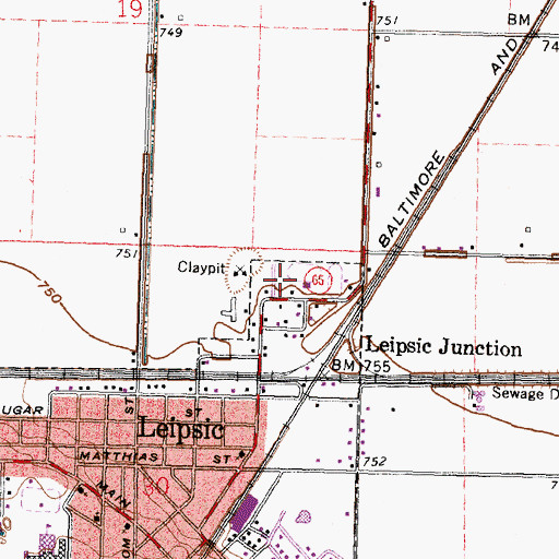 Topographic Map of Melody Acres Trailer Park, OH