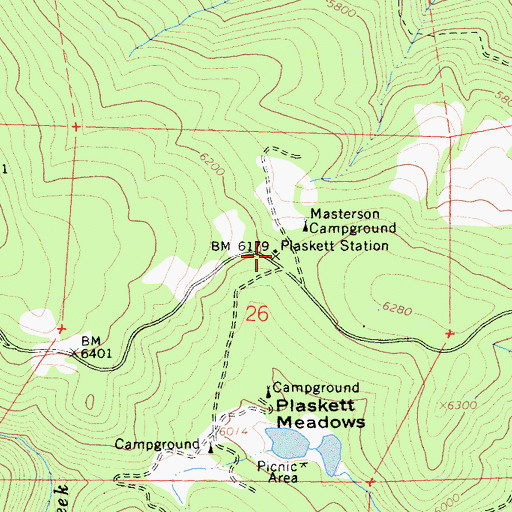 Topographic Map of Plaskett Station, CA