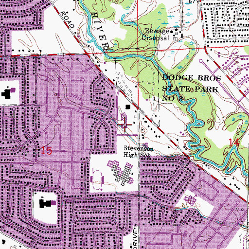 Topographic Map of Sterling Heights Library, MI