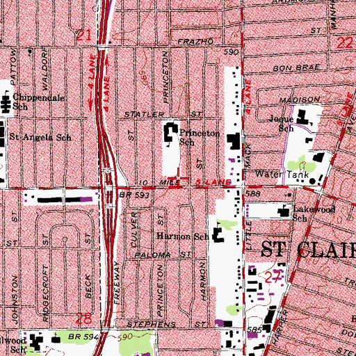 Topographic Map of Faith Cumberland Presbyterian Church, MI