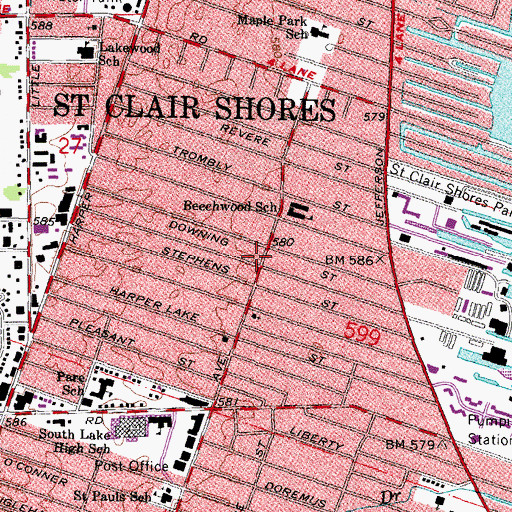 Topographic Map of Saint Spyridon Greek Orthodox Church, MI