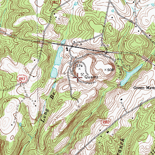 Topographic Map of Aquadale Quarry, NC