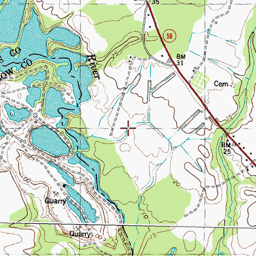 Topographic Map of Belgrade Quarry, NC