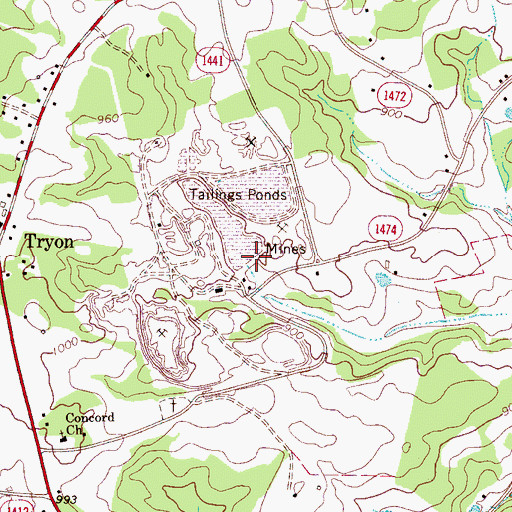 Topographic Map of Bessemer City Quarry, NC