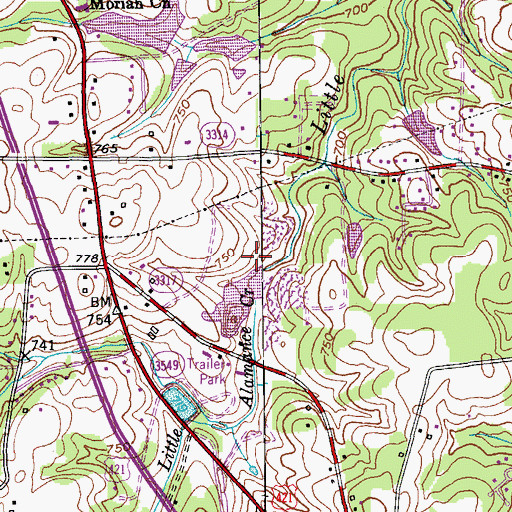 Topographic Map of Buchanan Quarry, NC