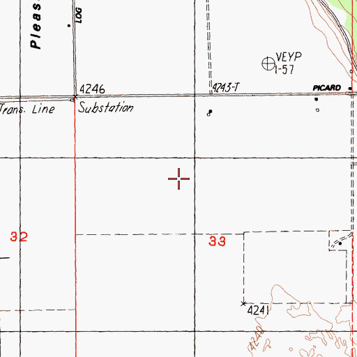 Topographic Map of Pleasant Valley, CA